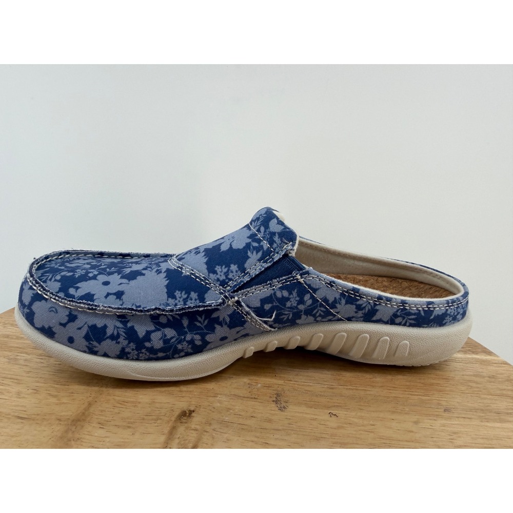 Spenco Siesta Floral Canvas Mules Blue Flower Orthotic Shoes Womens 7.5 B - Picture 9 of 12